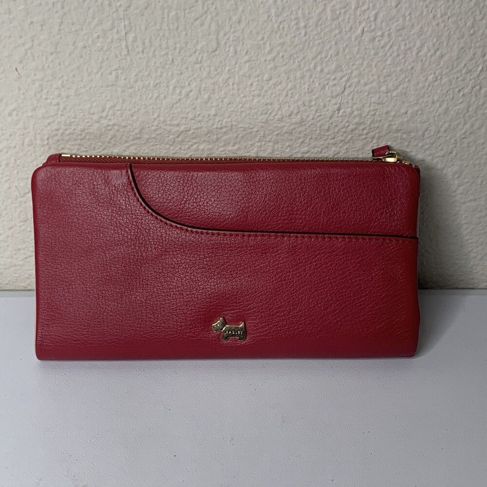 Radley London Red Snap Zipper Pocket Wallet Scotty Dog Logo